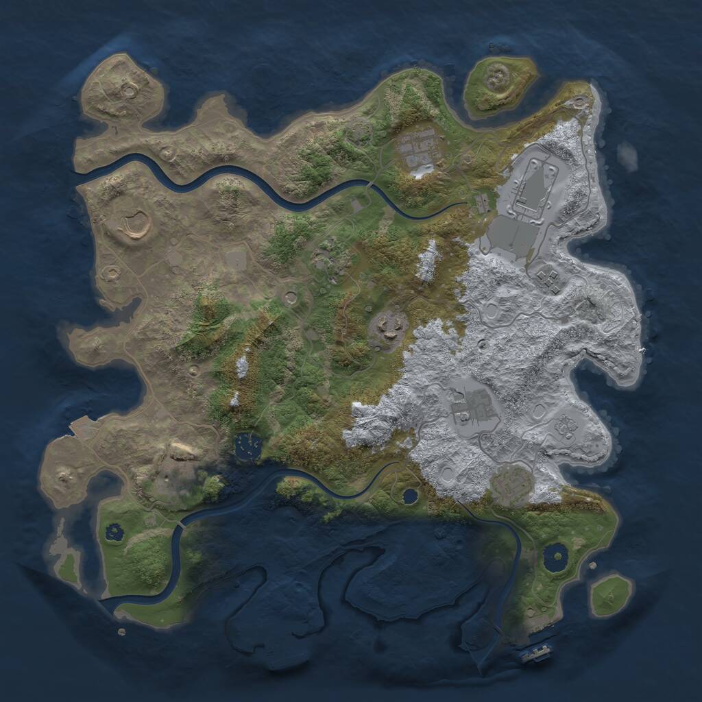 Rust Map: Procedural Map, Size: 3800, Seed: 17843, 16 Monuments