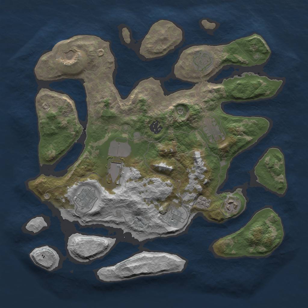 Rust Map: Barren, Size: 3700, Seed: 1300087358, 12 Monuments