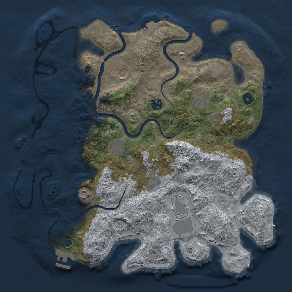 Rust Map: Procedural Map, Size: 3950, Seed: 1832320488, 14 Monuments