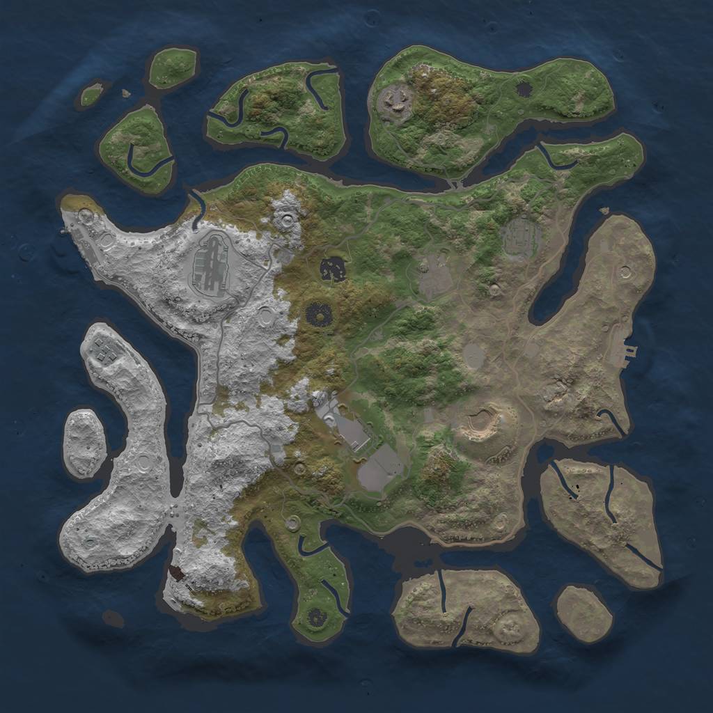 Rust Map: Procedural Map, Size: 4000, Seed: 2634634, 16 Monuments