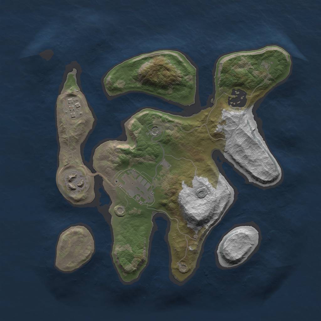 Rust Map: Barren, Size: 2500, Seed: 7391, 7 Monuments