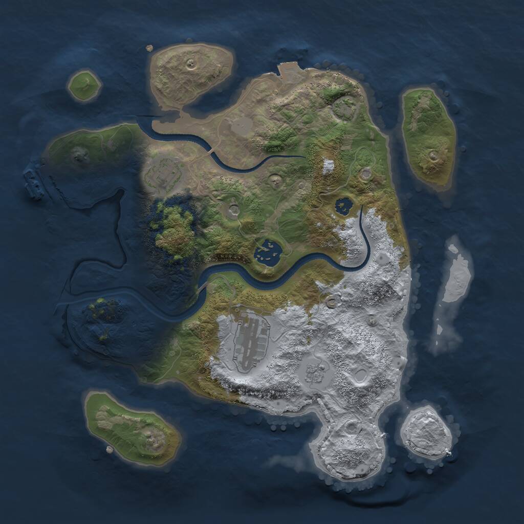 Rust Map: Procedural Map, Size: 3000, Seed: 37464, 8 Monuments