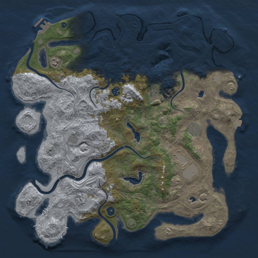 Rust Map: Procedural Map, Size: 4500, Seed: 36213437, 14 Monuments