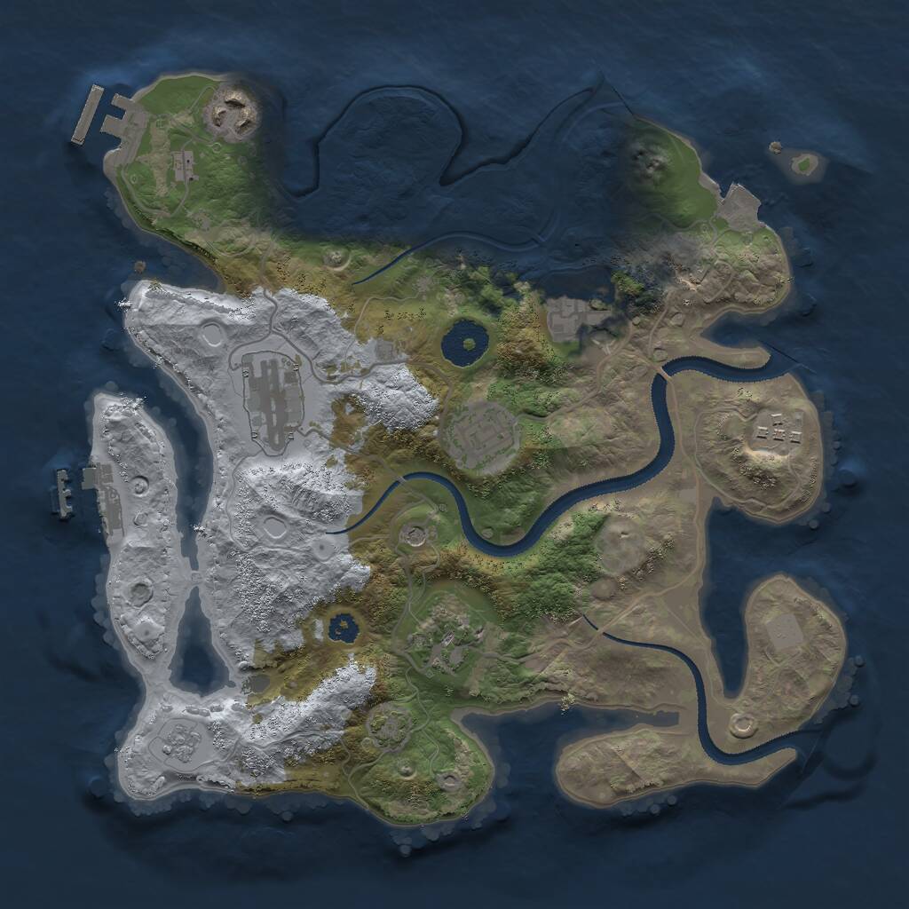 Rust Map: Procedural Map, Size: 3000, Seed: 209404257, 12 Monuments