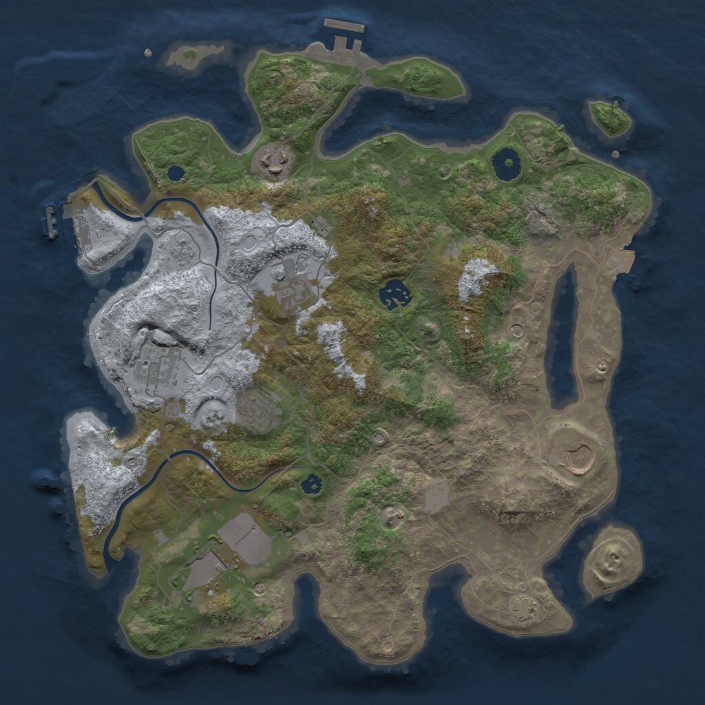 Rust Map: Procedural Map, Size: 3500, Seed: 312693526, 13 Monuments