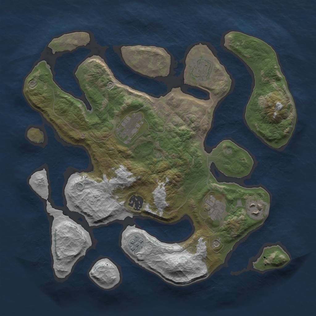 Rust Map: Barren, Size: 3200, Seed: 3817, 9 Monuments