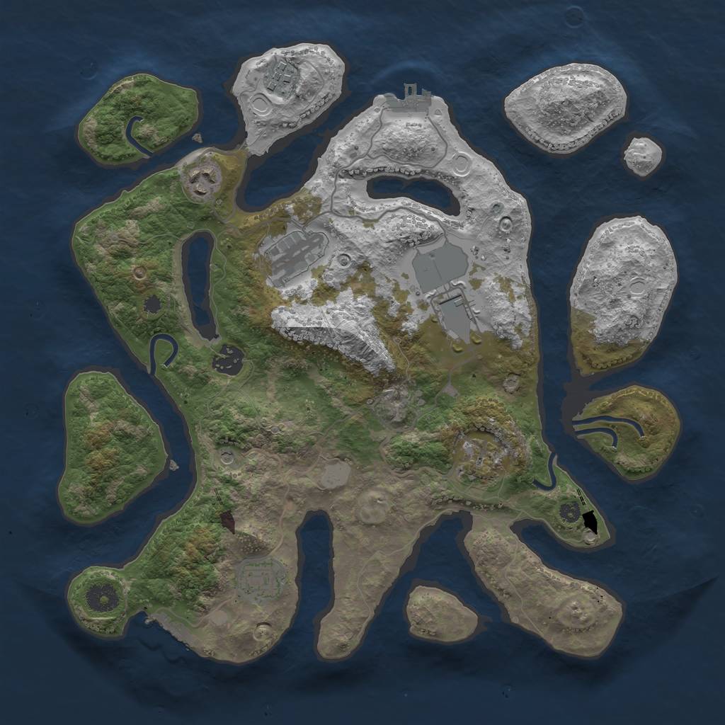 Rust Map: Procedural Map, Size: 3550, Seed: 533298, 15 Monuments