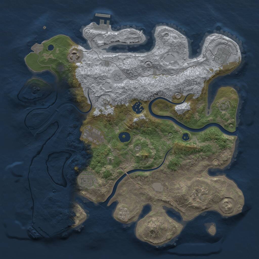 Rust Map: Procedural Map, Size: 3500, Seed: 259265968, 13 Monuments