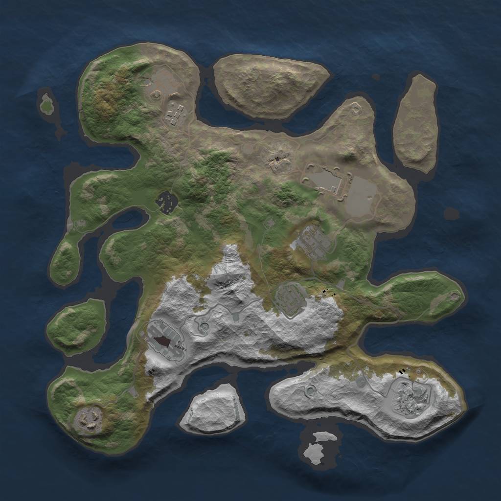Rust Map: Barren, Size: 3500, Seed: 1012943504, 12 Monuments