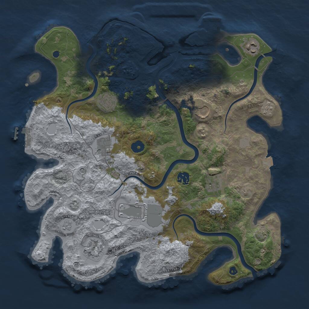 Rust Map: Procedural Map, Size: 3700, Seed: 2051383743, 15 Monuments