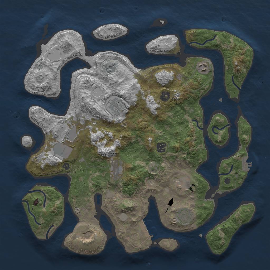Rust Map: Procedural Map, Size: 3950, Seed: 1483237906, 16 Monuments