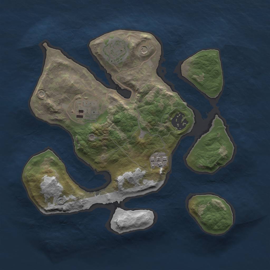 Rust Map: Barren, Size: 2500, Seed: 26, 7 Monuments