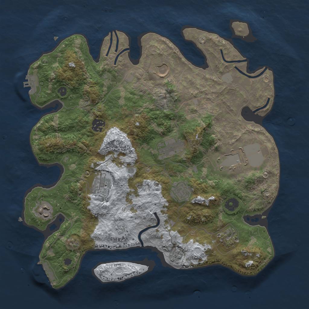 Rust Map: Procedural Map, Size: 3500, Seed: 1961733153, 18 Monuments