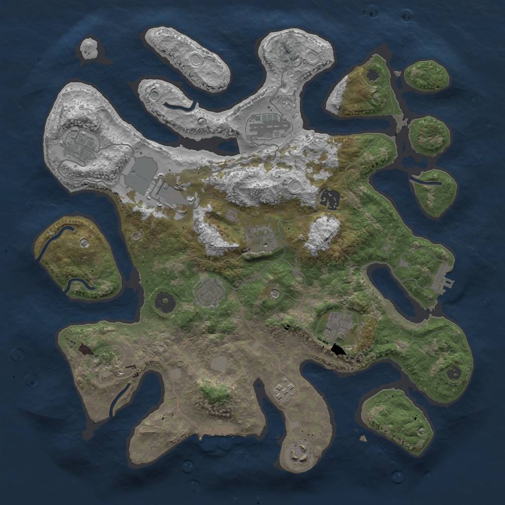 Rust Map: Procedural Map, Size: 3700, Seed: 2013831314, 18 Monuments