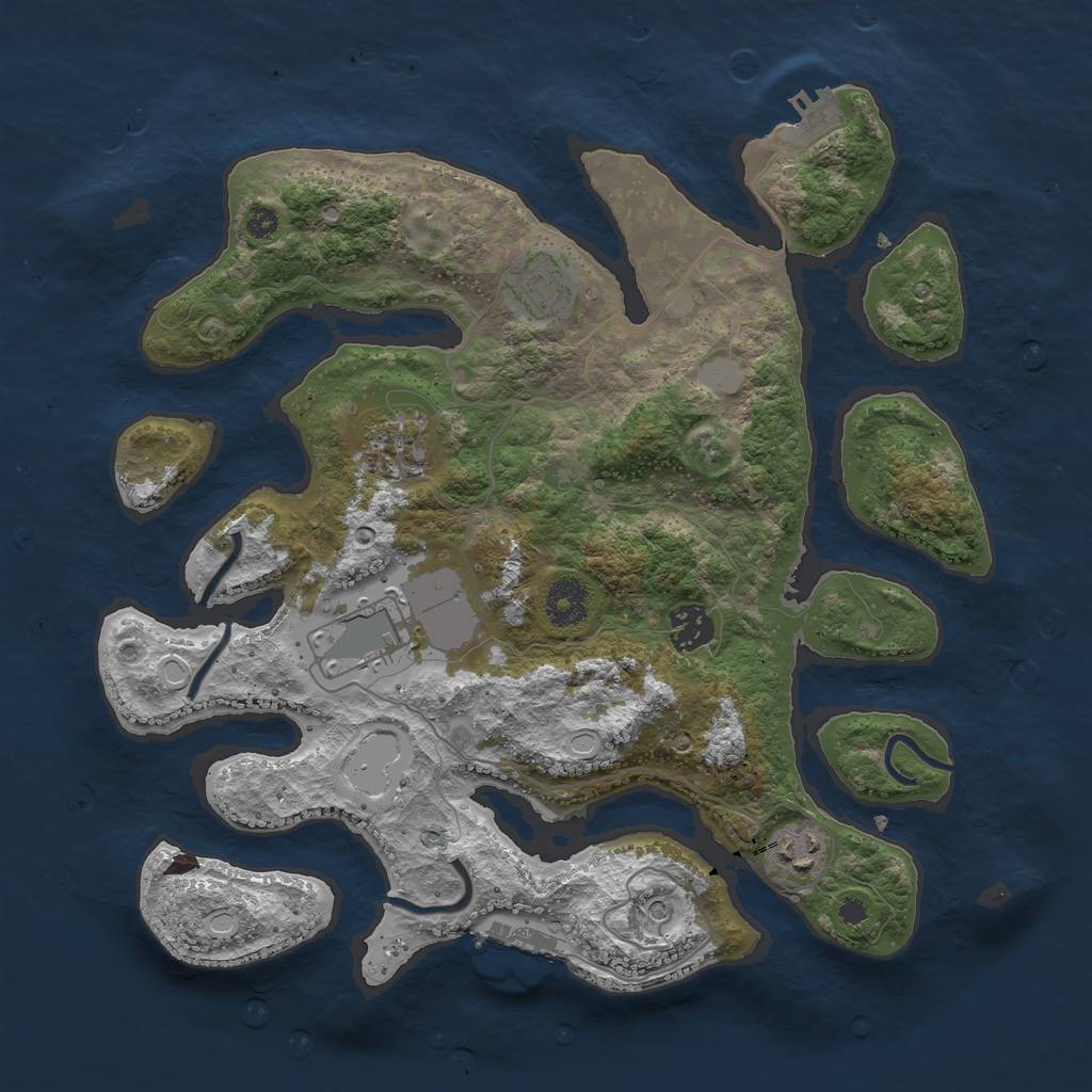 Rust Map: Procedural Map, Size: 3500, Seed: 954129, 13 Monuments