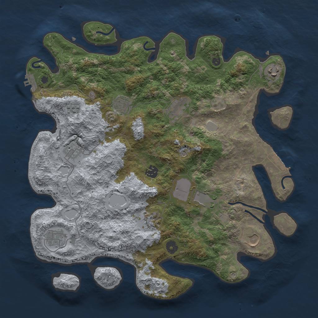 Rust Map: Procedural Map, Size: 3850, Seed: 663359375, 19 Monuments