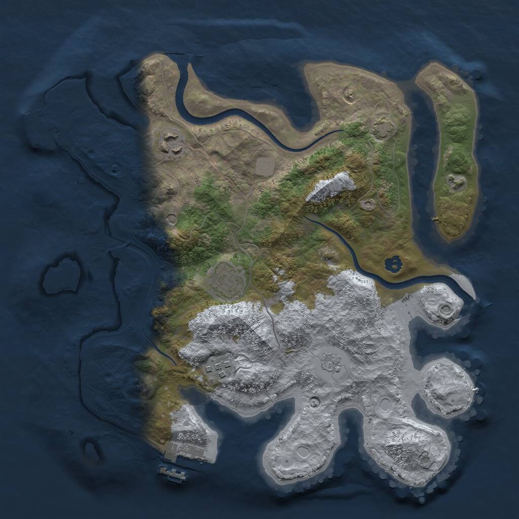 Rust Map: Procedural Map, Size: 3000, Seed: 887815603, 9 Monuments