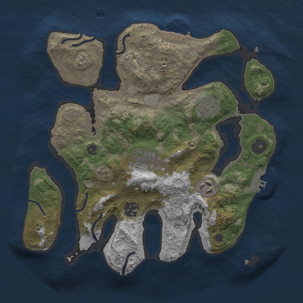 Rust Map: Procedural Map, Size: 3000, Seed: 1257904684, 12 Monuments