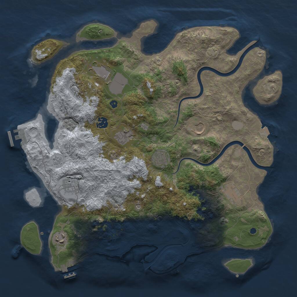 Rust Map: Procedural Map, Size: 3850, Seed: 877561577, 16 Monuments