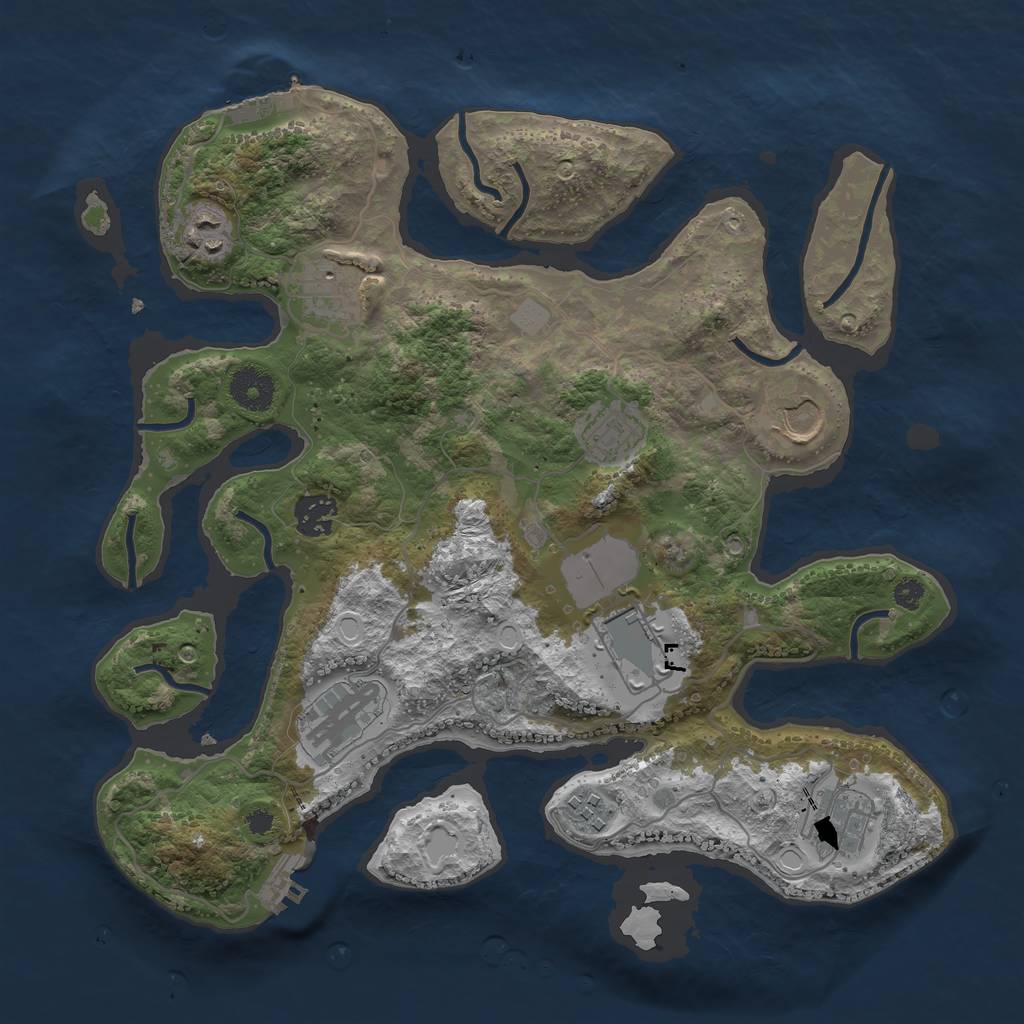 Rust Map: Procedural Map, Size: 3500, Seed: 1012943504, 16 Monuments