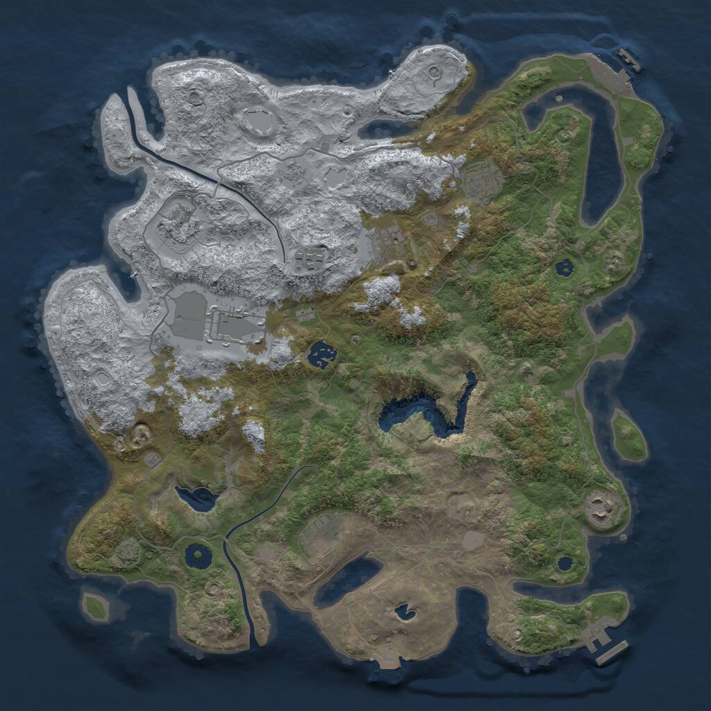 Rust Map: Procedural Map, Size: 4000, Seed: 9871, 14 Monuments