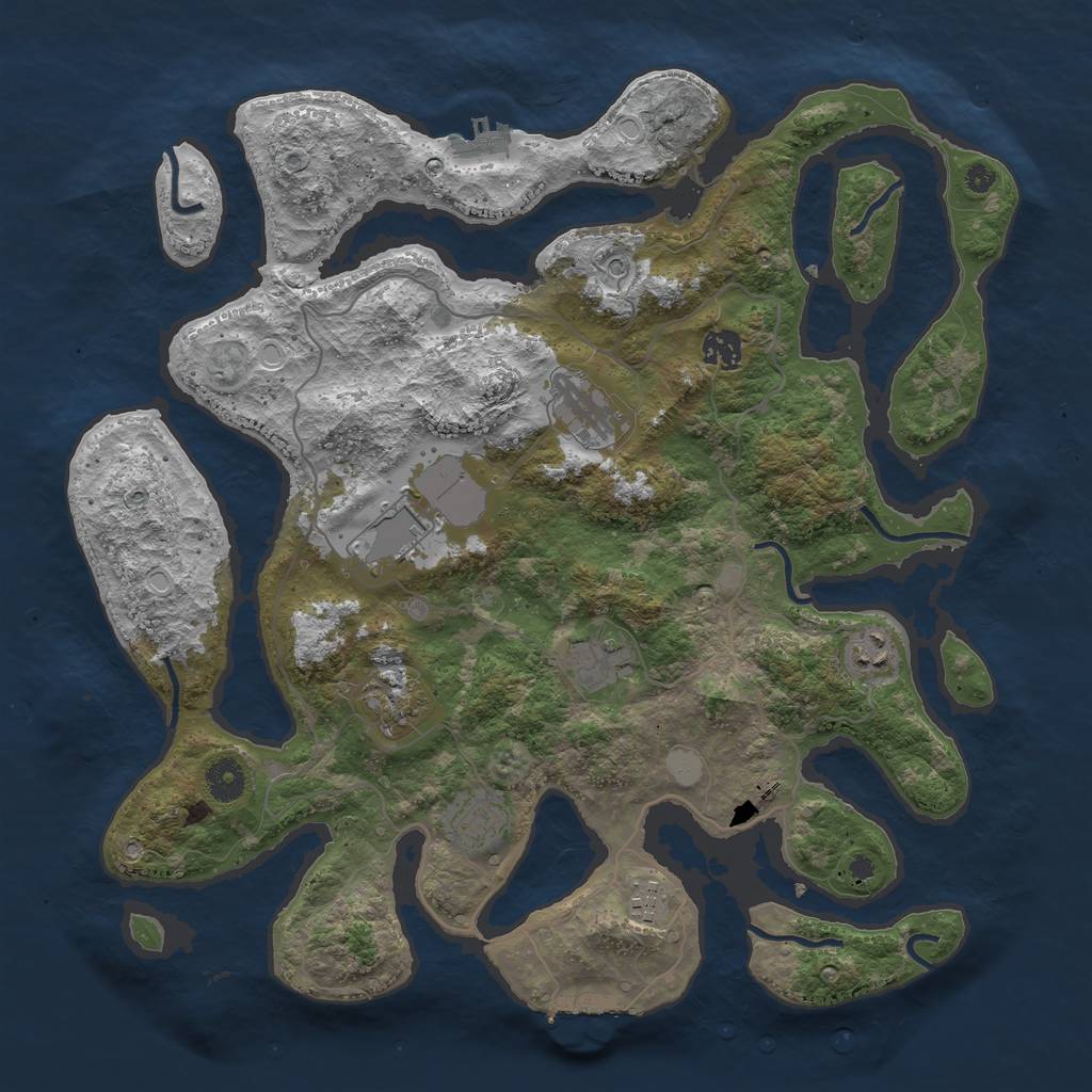 Rust Map: Procedural Map, Size: 4000, Seed: 9871, 16 Monuments