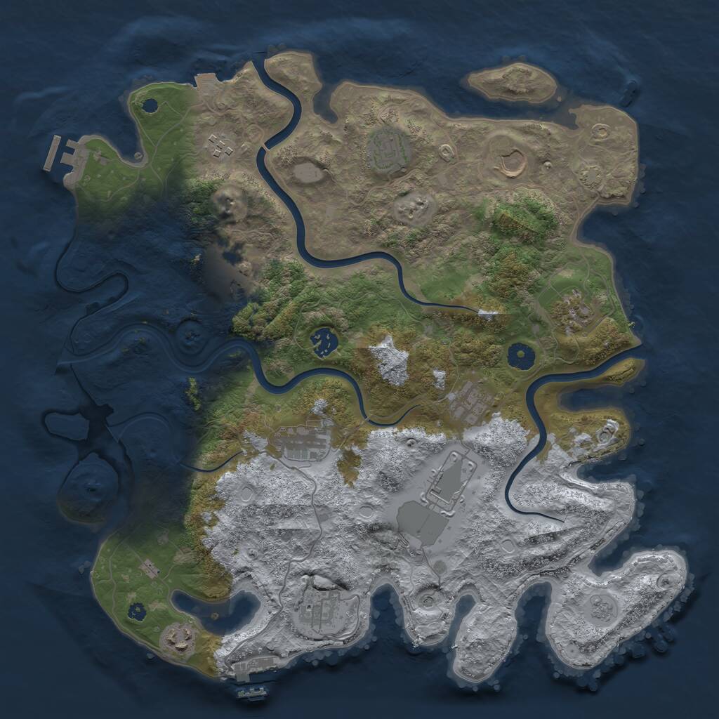 Rust Map: Procedural Map, Size: 3950, Seed: 1375984814, 17 Monuments