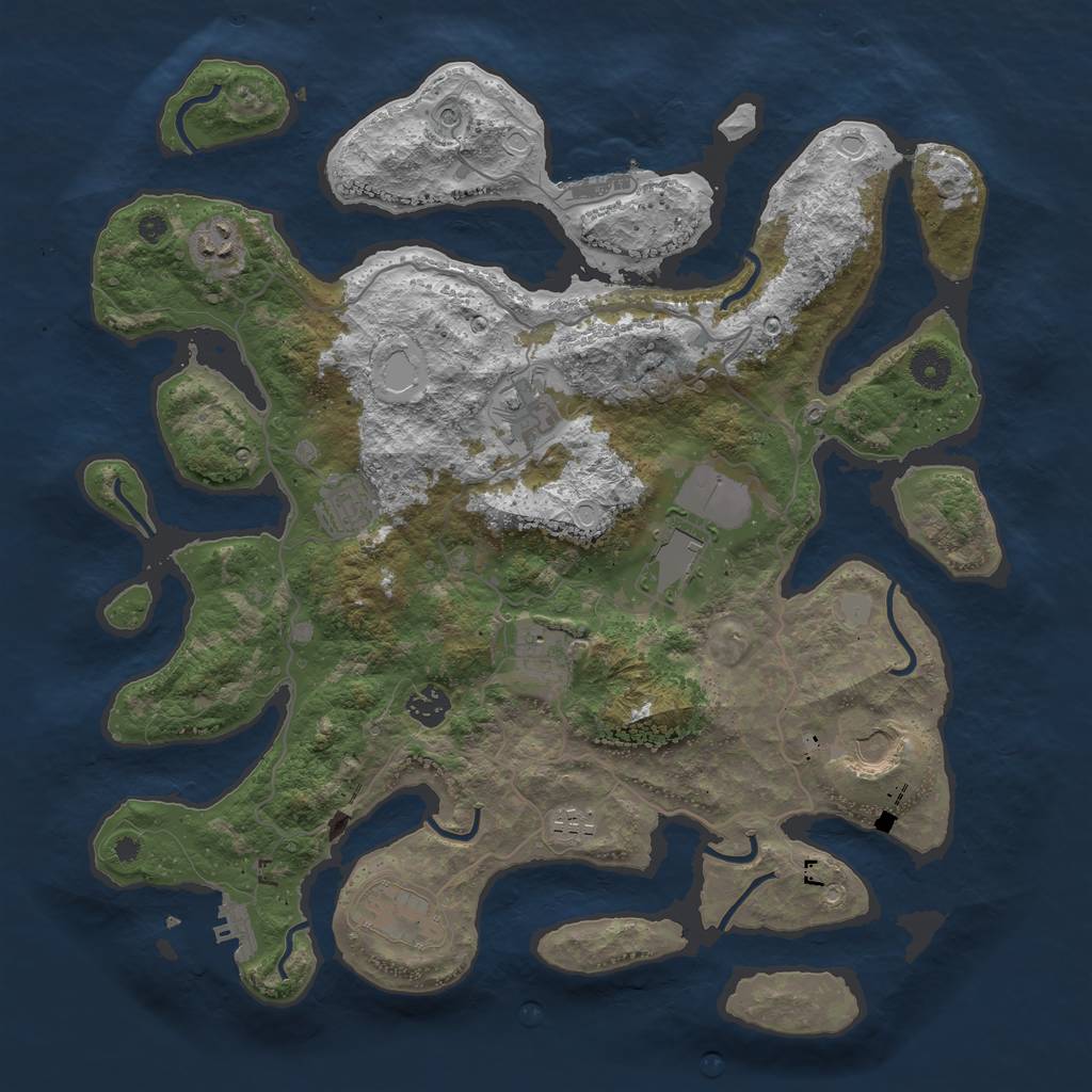 Rust Map: Procedural Map, Size: 4000, Seed: 1553716543, 17 Monuments