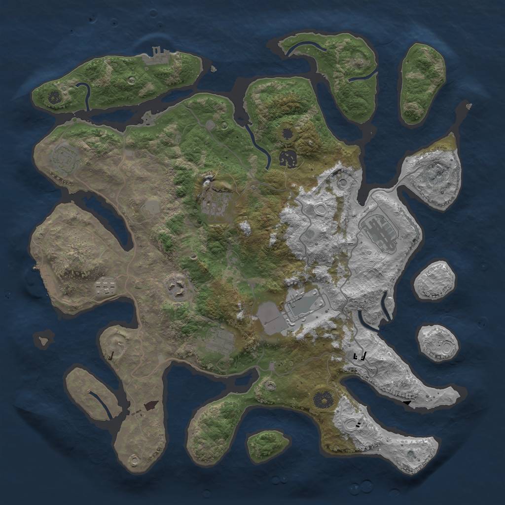 Rust Map: Procedural Map, Size: 4000, Seed: 1259005244, 16 Monuments