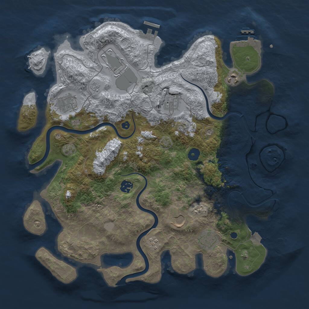 Rust Map: Procedural Map, Size: 3800, Seed: 1175390532, 14 Monuments