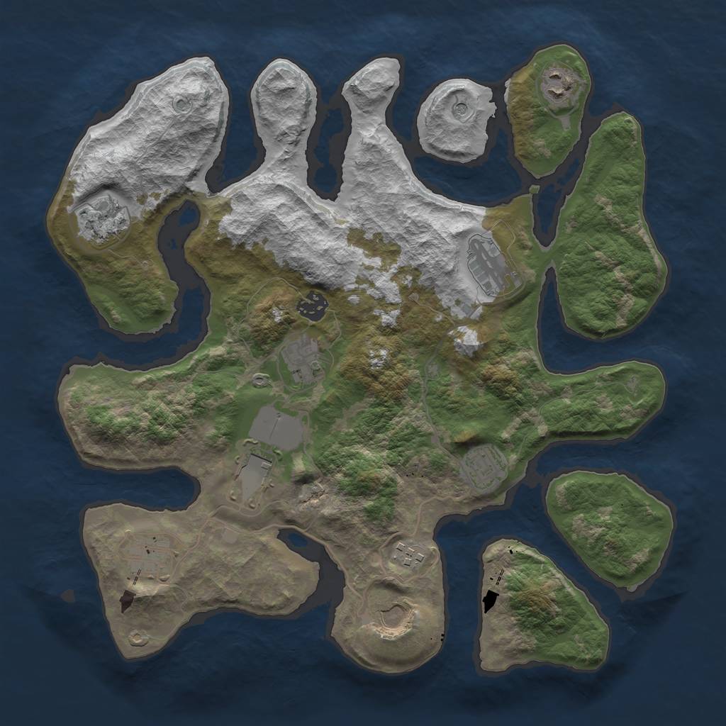 Rust Map: Barren, Size: 3700, Seed: 1645619630, 13 Monuments