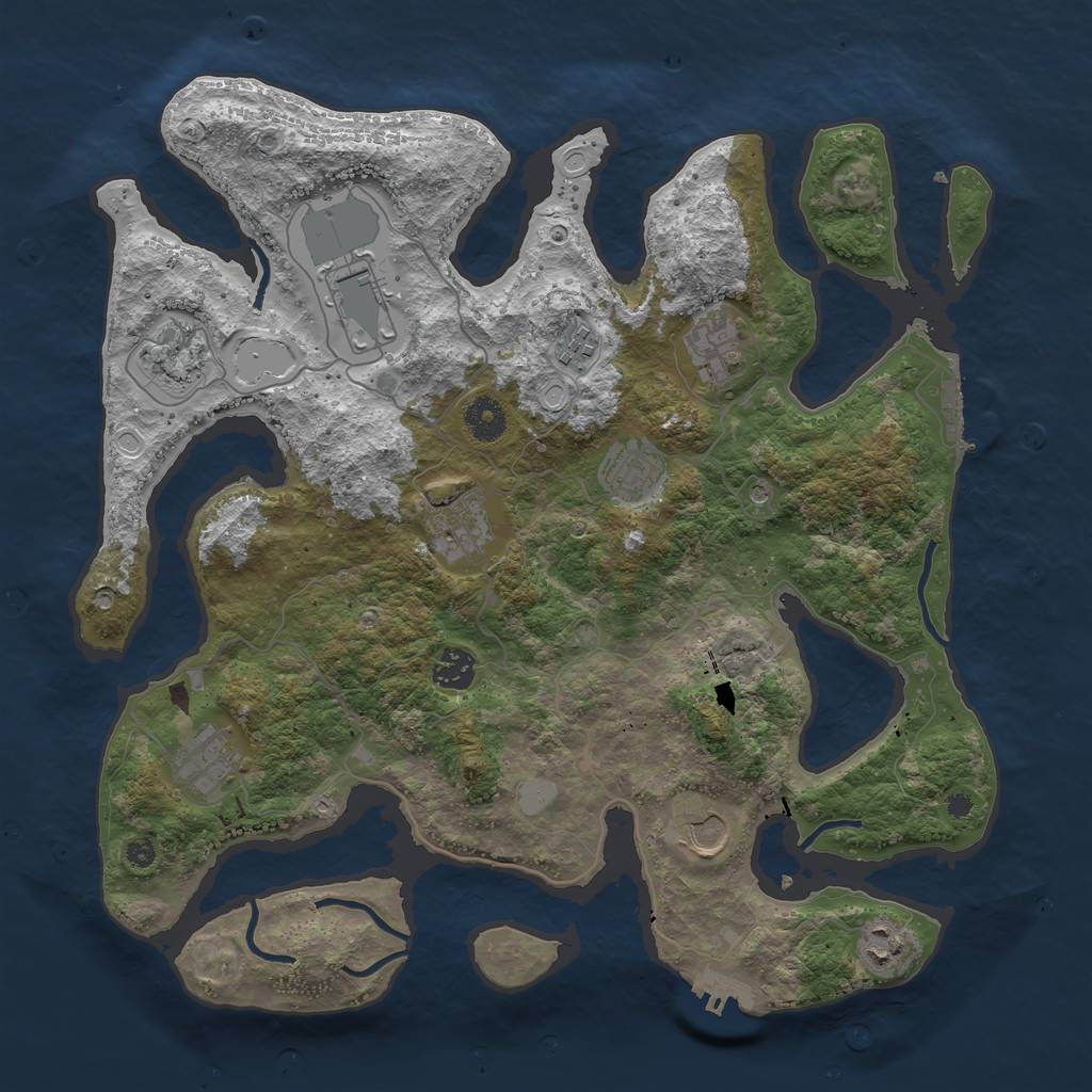 Rust Map: Procedural Map, Size: 3850, Seed: 1344273382, 18 Monuments