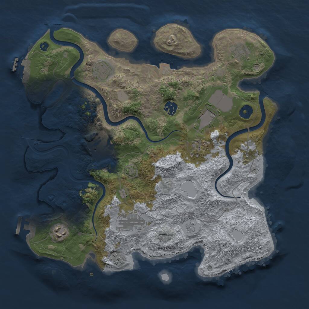 Rust Map: Procedural Map, Size: 3500, Seed: 733497541, 15 Monuments