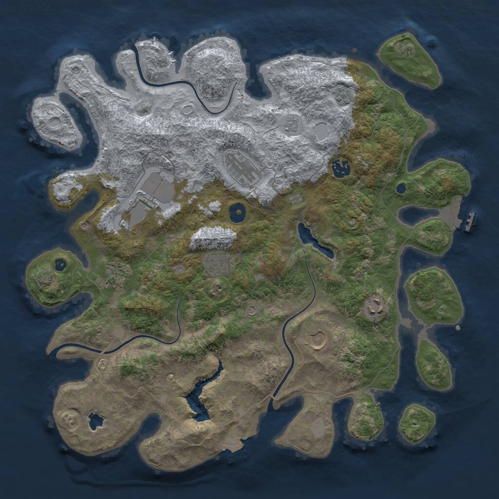 Rust Map: Procedural Map, Size: 4050, Seed: 1067430212, 13 Monuments