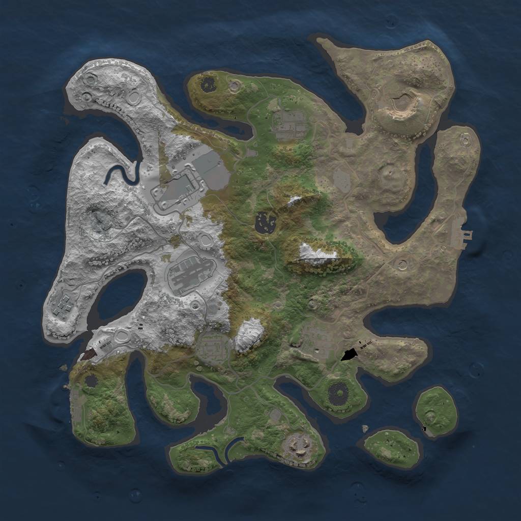 Rust Map: Procedural Map, Size: 3500, Seed: 1436048127, 17 Monuments