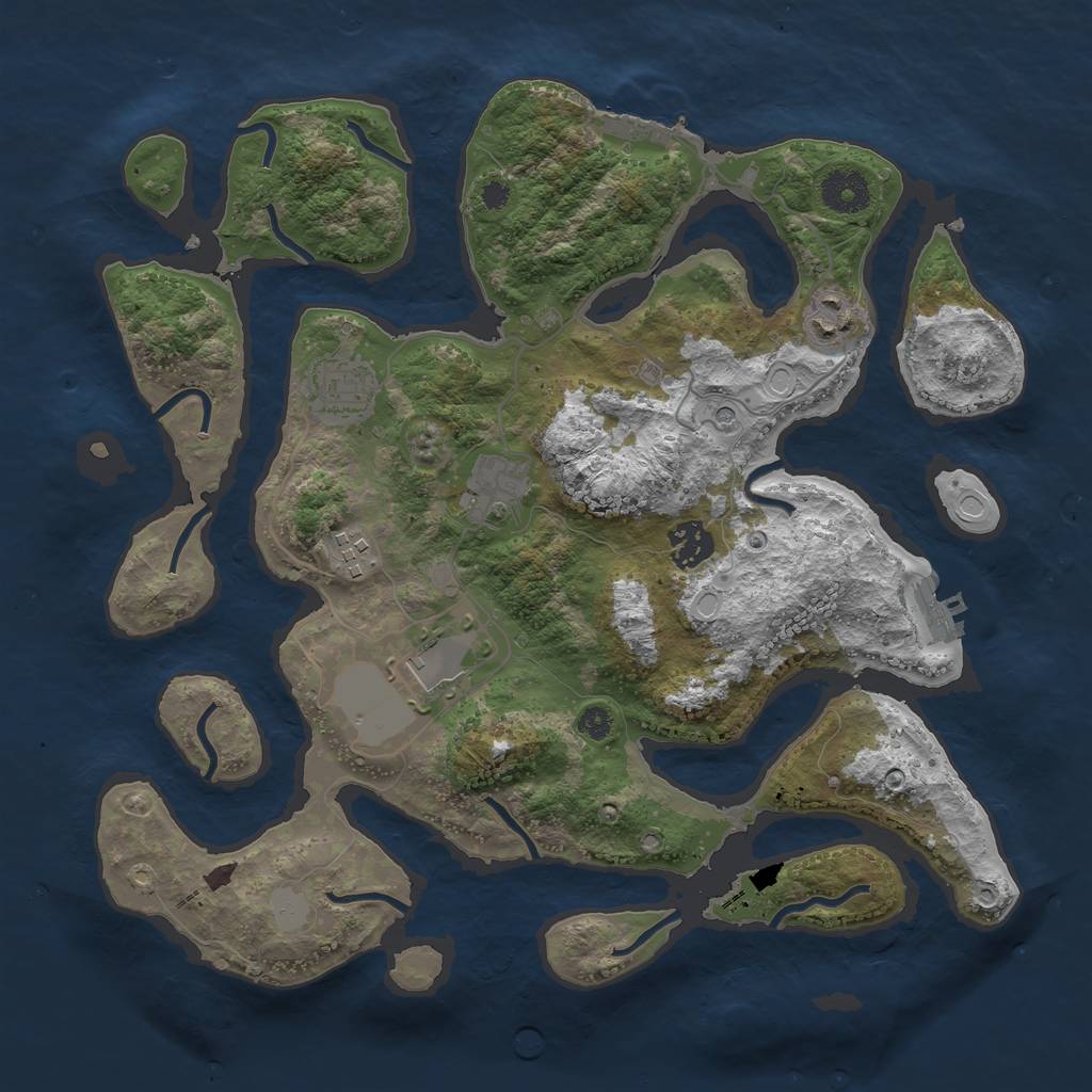 Rust Map: Procedural Map, Size: 3500, Seed: 26715, 14 Monuments