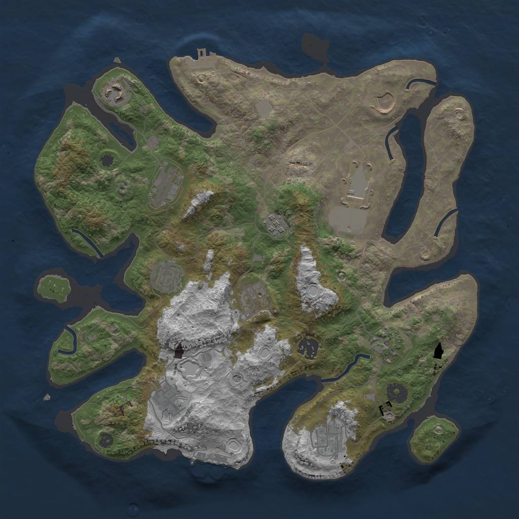 Rust Map: Procedural Map, Size: 3700, Seed: 1578545981, 19 Monuments