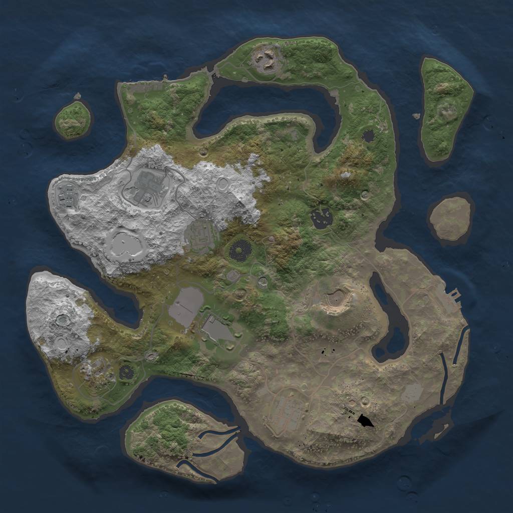 Rust Map: Procedural Map, Size: 3500, Seed: 1361748163, 17 Monuments