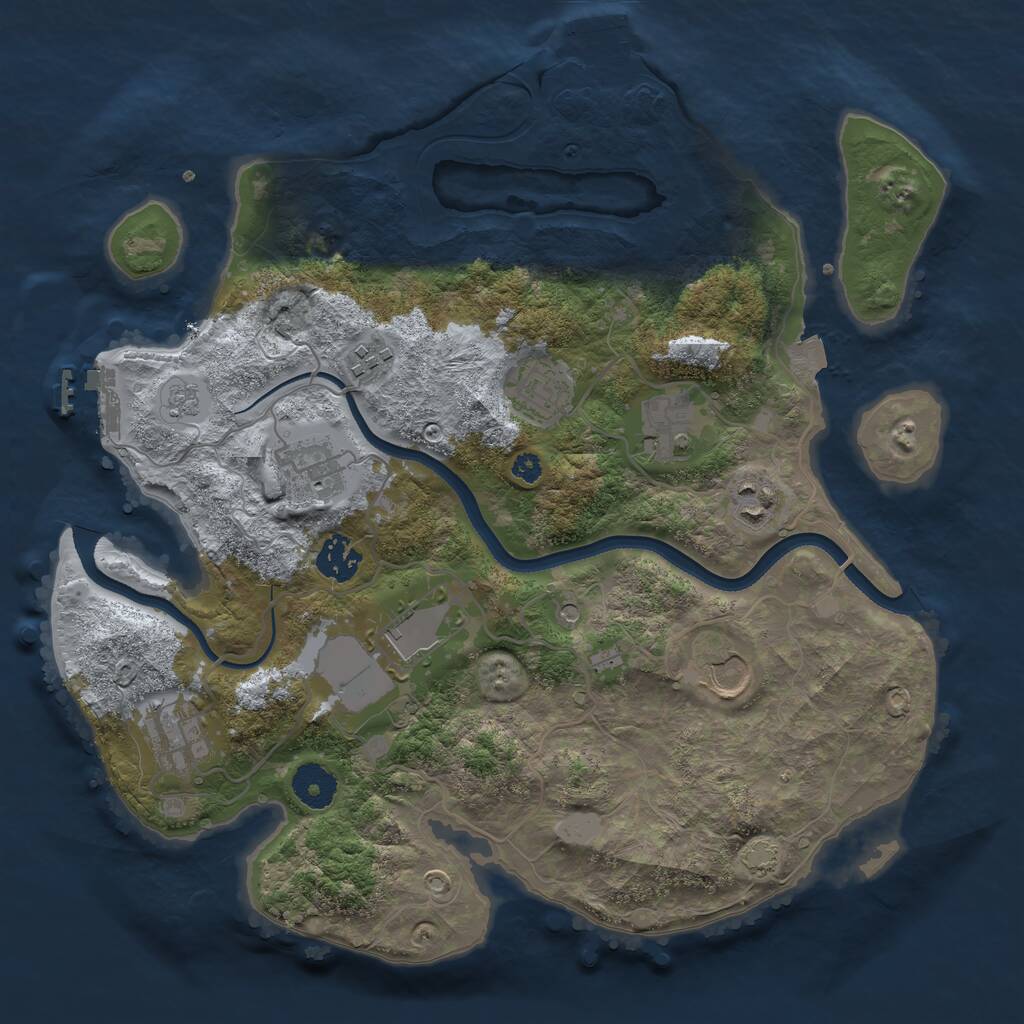 Rust Map: Procedural Map, Size: 3500, Seed: 1361748163, 15 Monuments