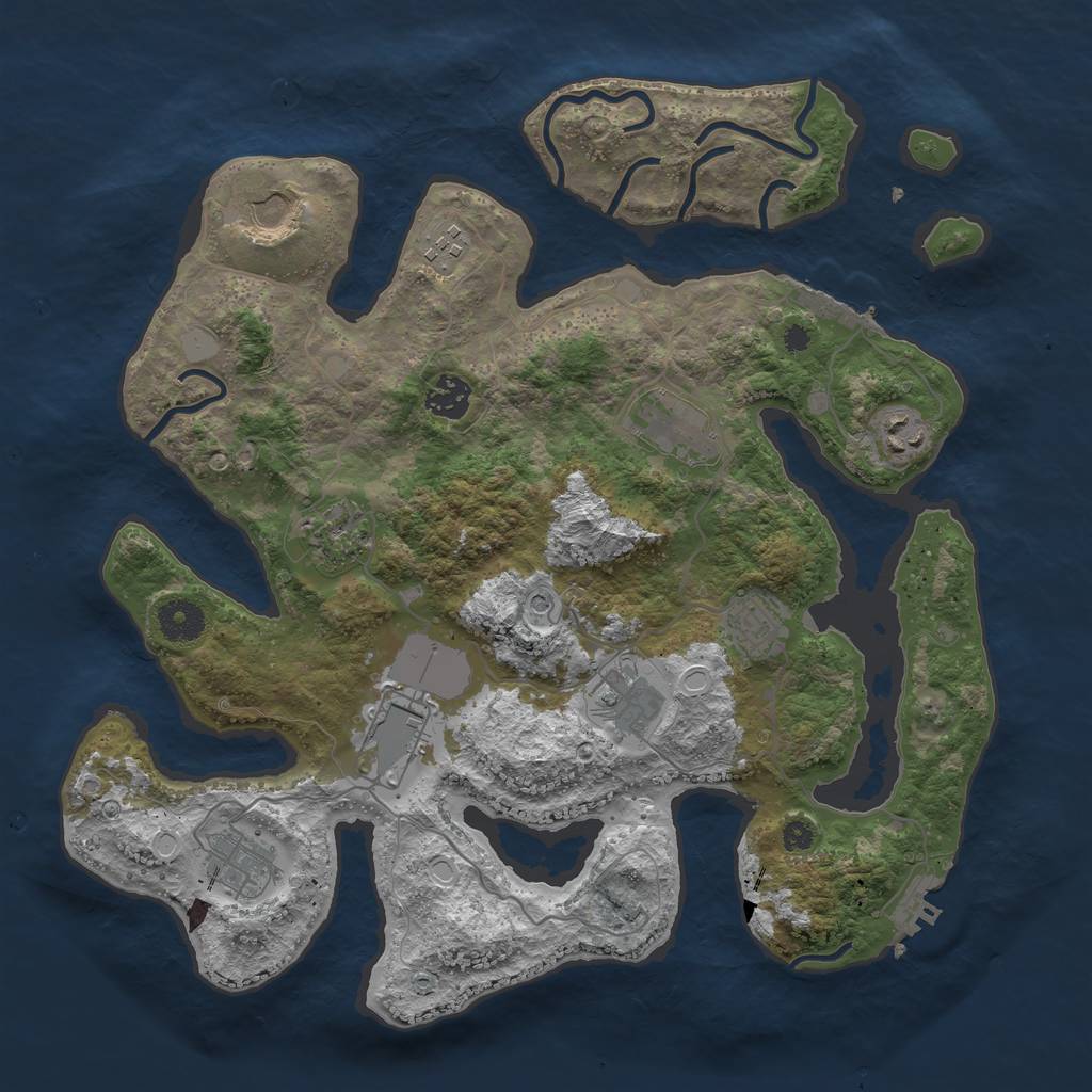 Rust Map: Procedural Map, Size: 3700, Seed: 1832131137, 18 Monuments