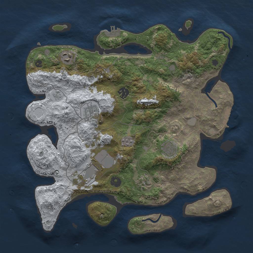 Rust Map: Procedural Map, Size: 3500, Seed: 5445967, 16 Monuments