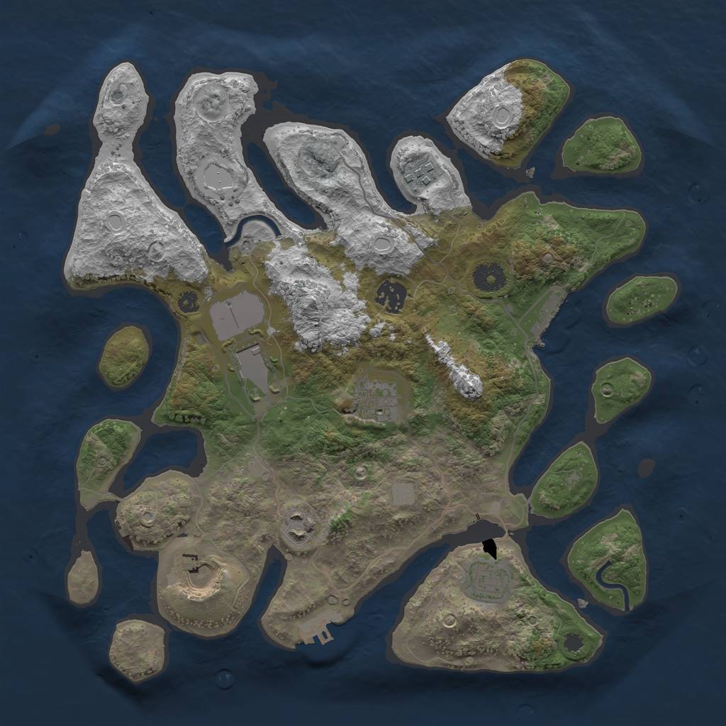 Rust Map: Procedural Map, Size: 3500, Seed: 4020, 14 Monuments