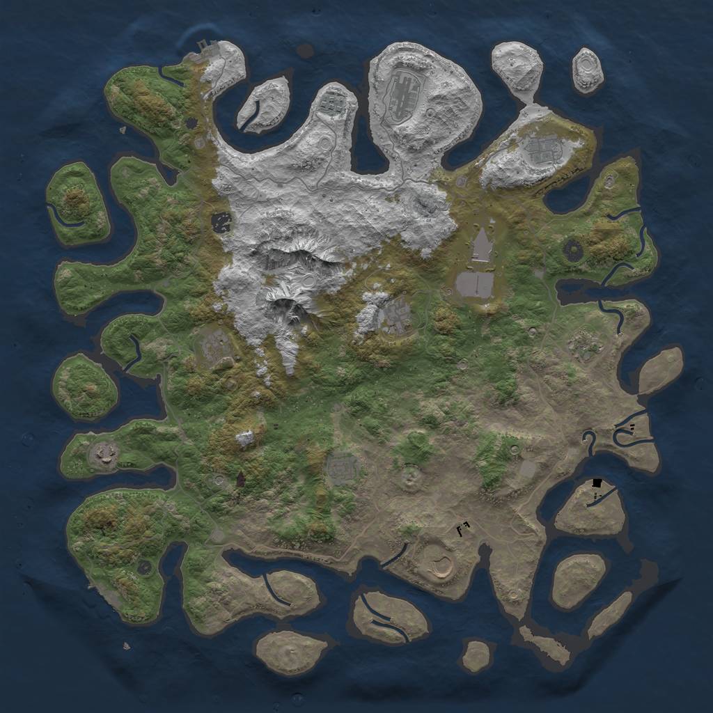 Rust Map: Procedural Map, Size: 5000, Seed: 62, 19 Monuments