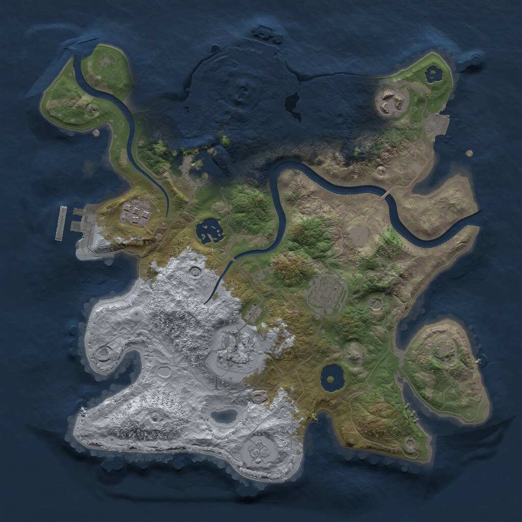 Rust Map: Procedural Map, Size: 3000, Seed: 14764896, 12 Monuments