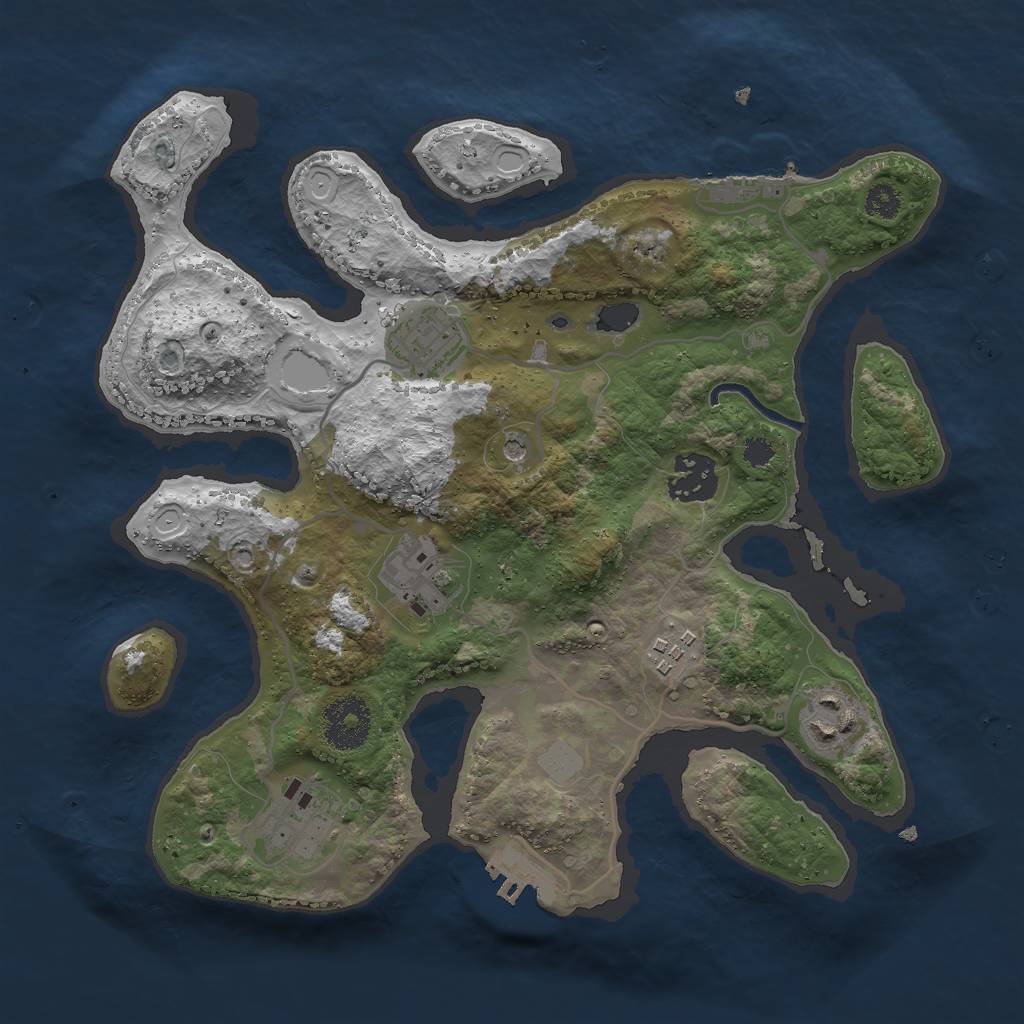 Rust Map: Procedural Map, Size: 3000, Seed: 1057231892, 14 Monuments