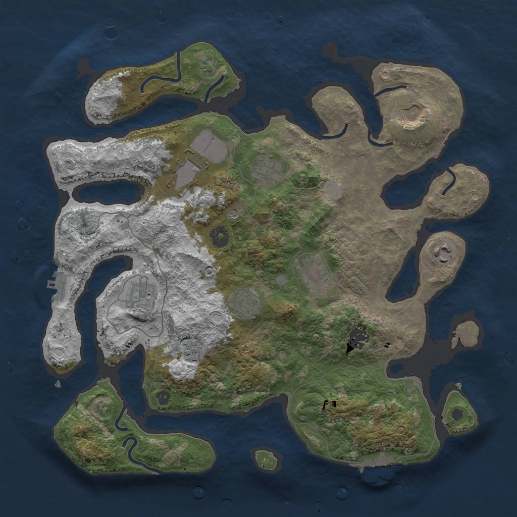 Rust Map: Procedural Map, Size: 3800, Seed: 1640931576, 17 Monuments