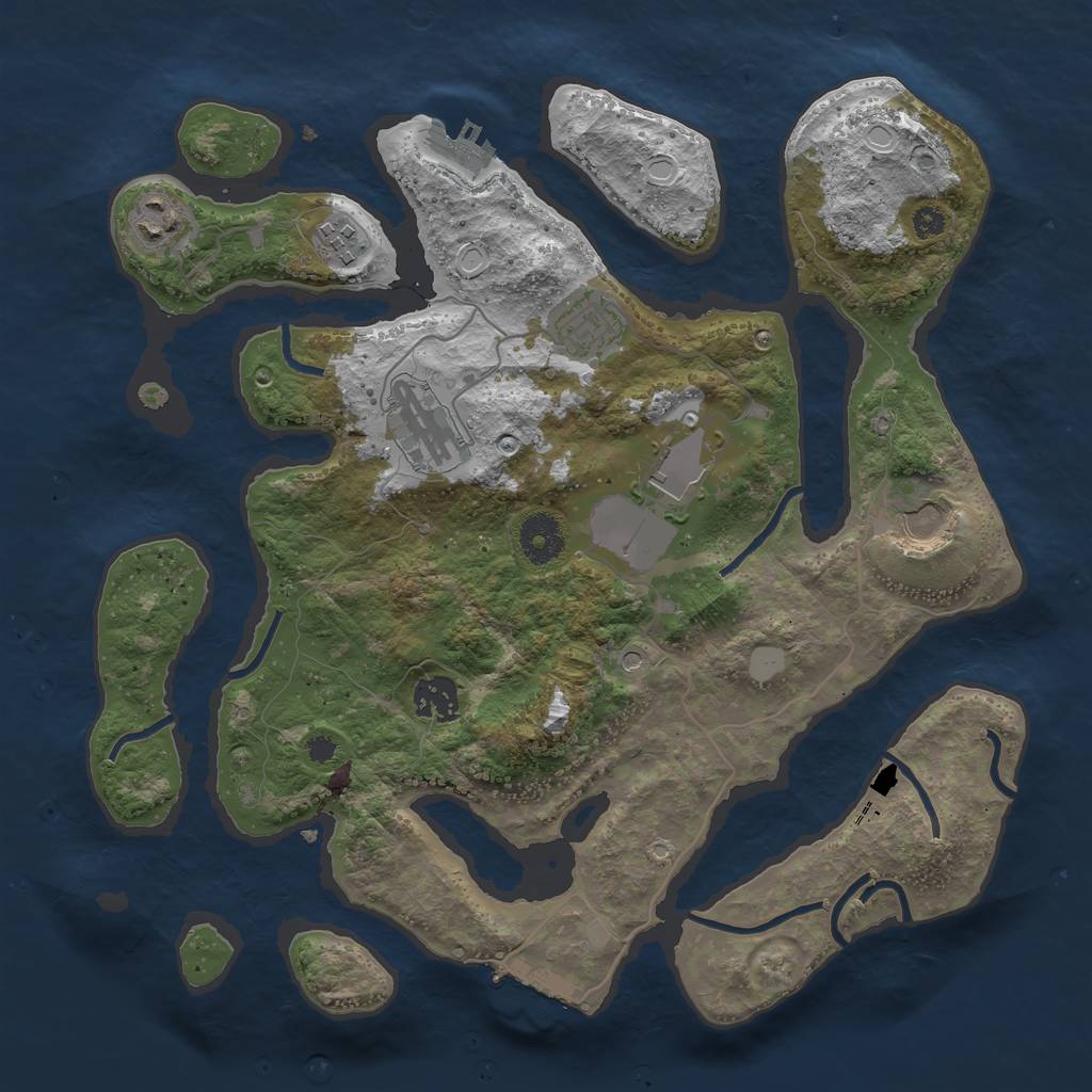 Rust Map: Procedural Map, Size: 3500, Seed: 1038579782, 15 Monuments