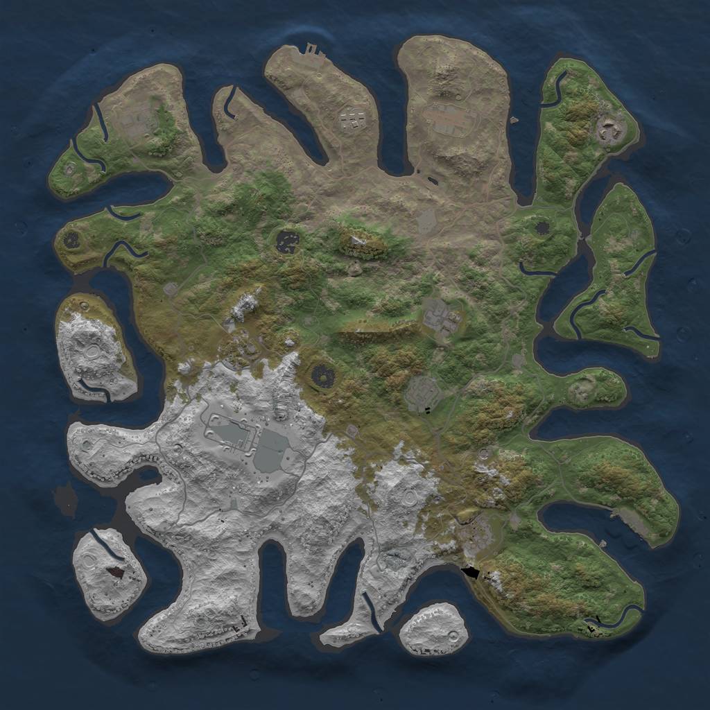 Rust Map: Procedural Map, Size: 4500, Seed: 37940, 18 Monuments