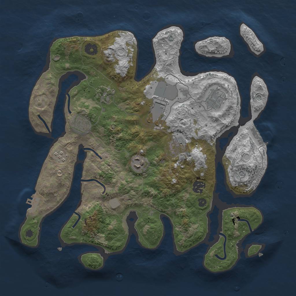 Rust Map: Procedural Map, Size: 3500, Seed: 928033932, 16 Monuments