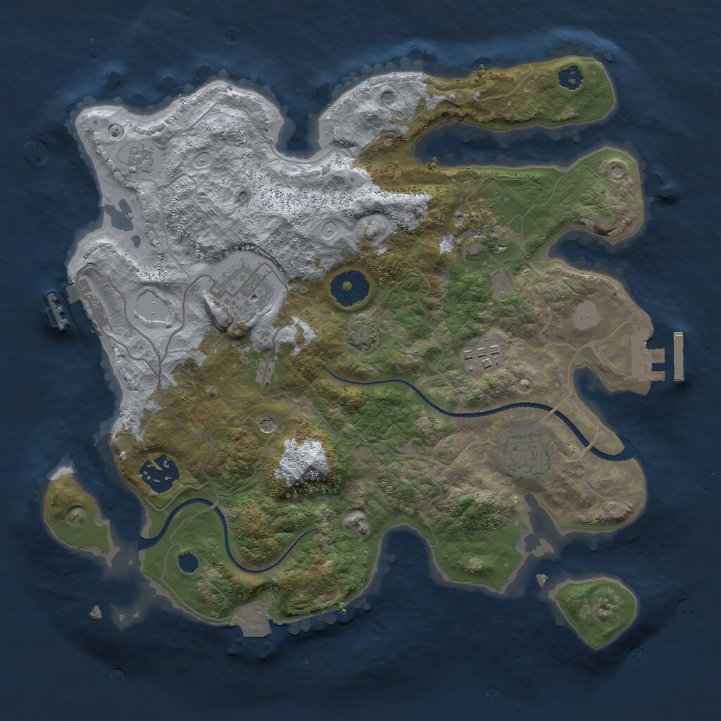 Rust Map: Procedural Map, Size: 3000, Seed: 542828350, 11 Monuments